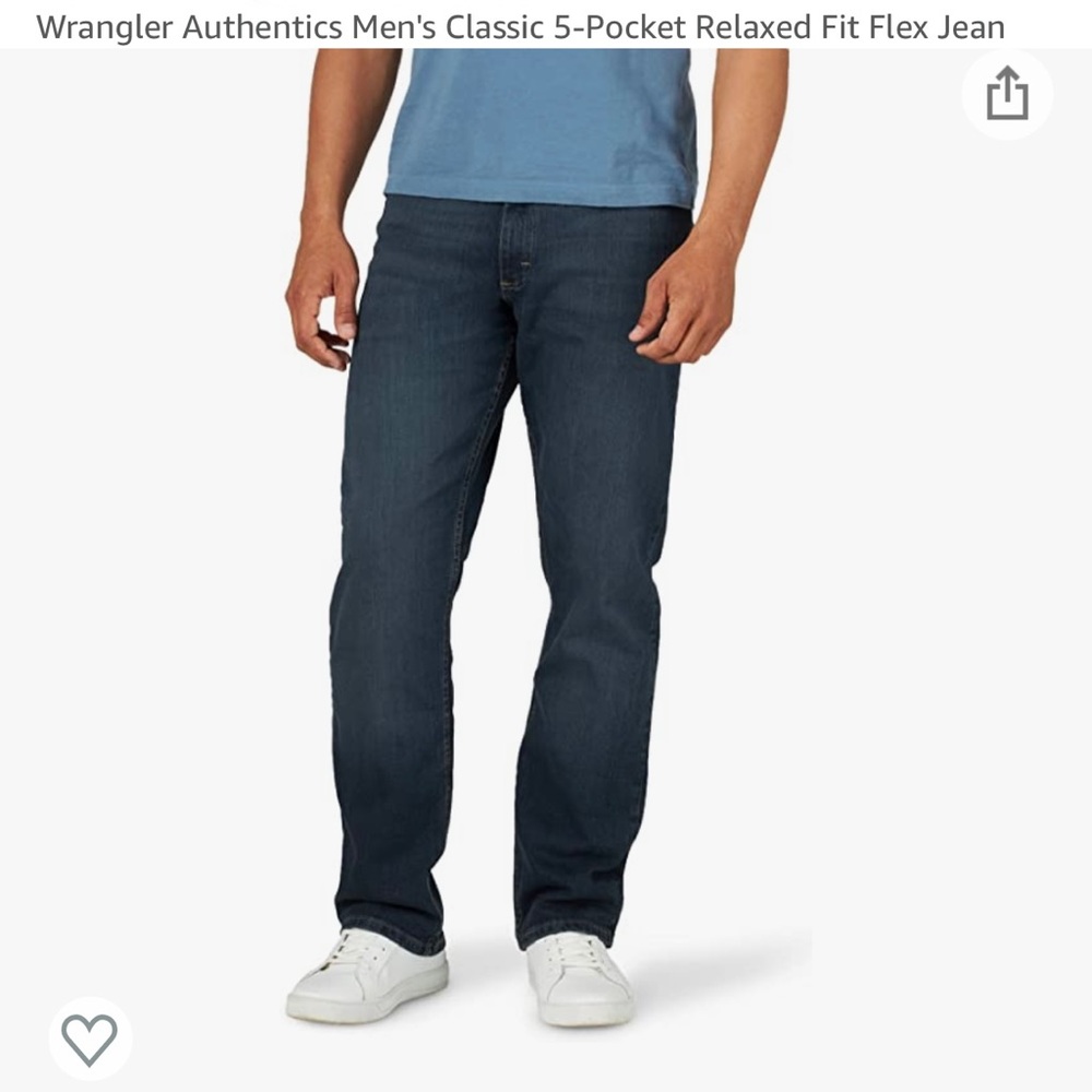 Wrangler Authentics 38W X 34L 5 pocket relaxed fit jeans